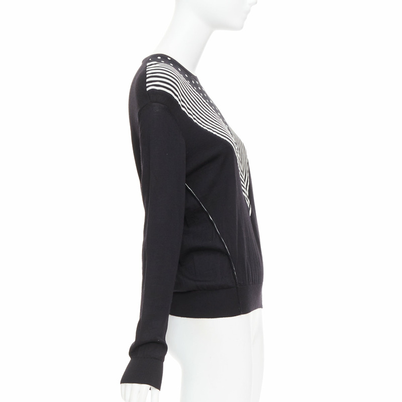 STELLA MCCARTNEY 2016 black white virgin wool silk trim long sleeve sweater-3
