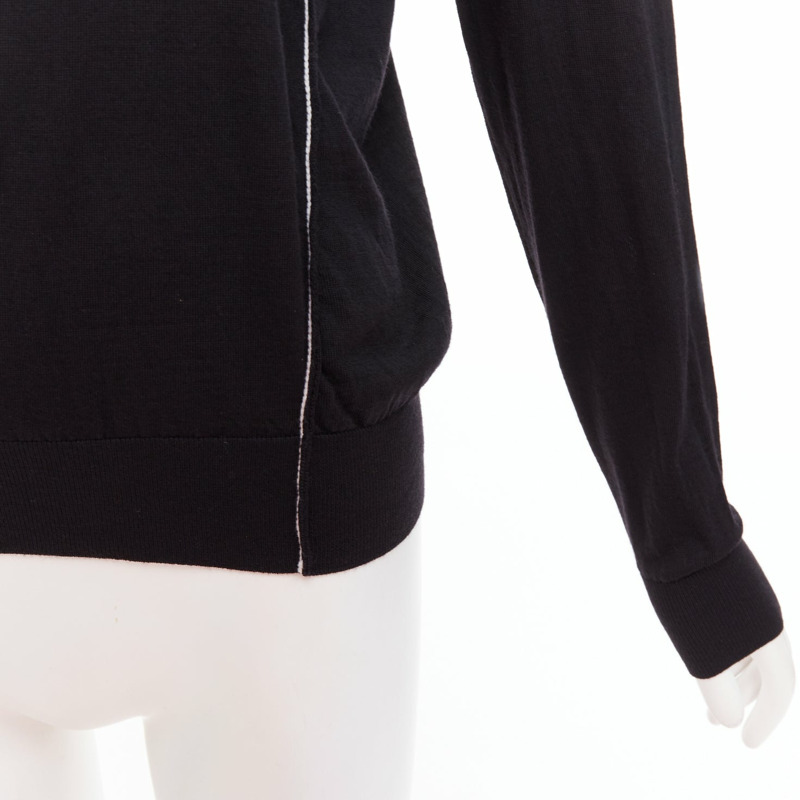 STELLA MCCARTNEY 2016 black white virgin wool silk trim long sleeve sweater-6