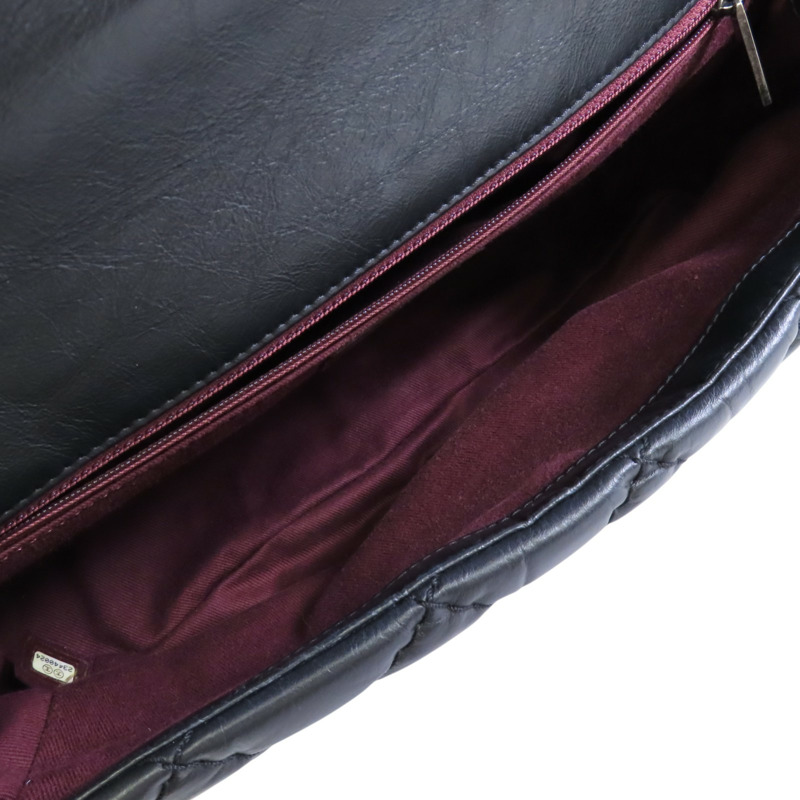 CHANEL 牛皮皮革/斜紋軟呢2Way Shoulder Bag銀扣鏈帶手挽肩背兩用袋-4