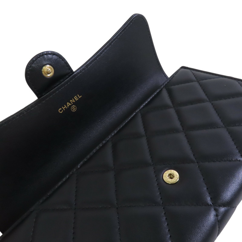 CHANEL 羊皮皮革Long Wallet金扣長錢包-14