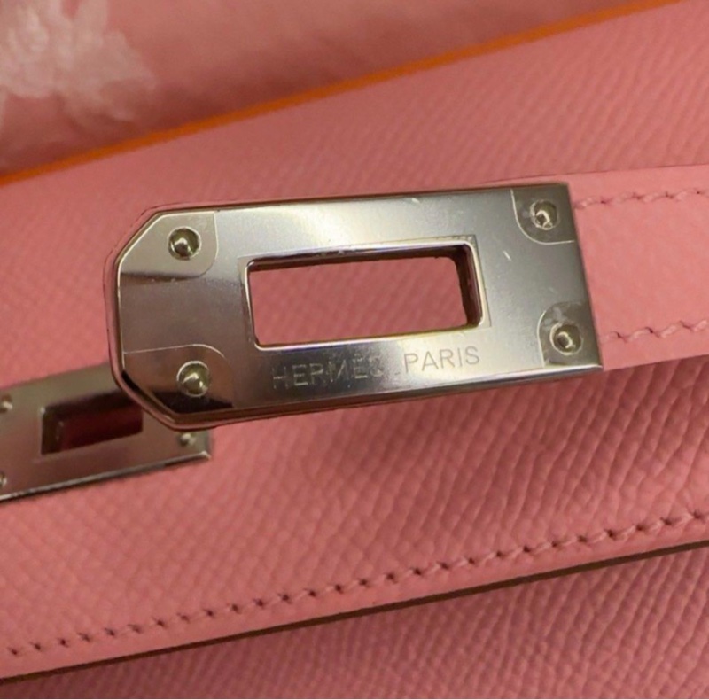 🌈Hermes💗Kelly Wallet💗奶昔粉銀扣🌟全新未使用閑置💗有盒🌟kelly🌟長銀包🌟已hold🌟-2
