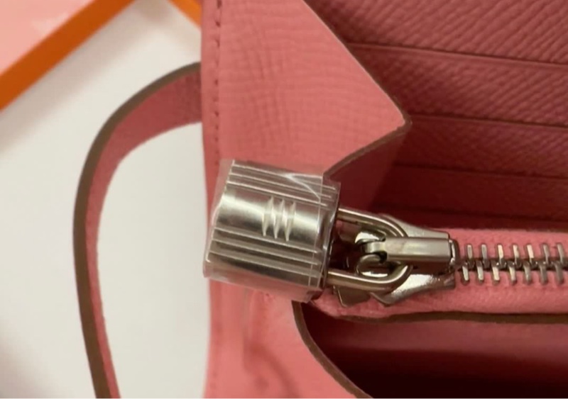 🌈Hermes💗Kelly Wallet💗奶昔粉銀扣🌟全新未使用閑置💗有盒🌟kelly🌟長銀包🌟已hold🌟-4