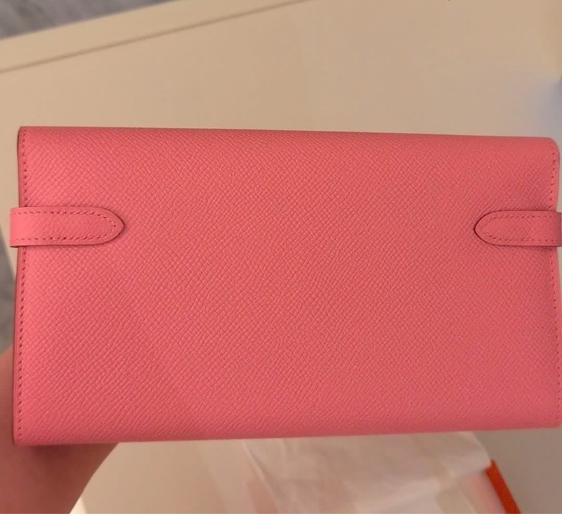 🌈Hermes💗Kelly Wallet💗奶昔粉銀扣🌟全新未使用閑置💗有盒🌟kelly🌟長銀包🌟已hold🌟-5