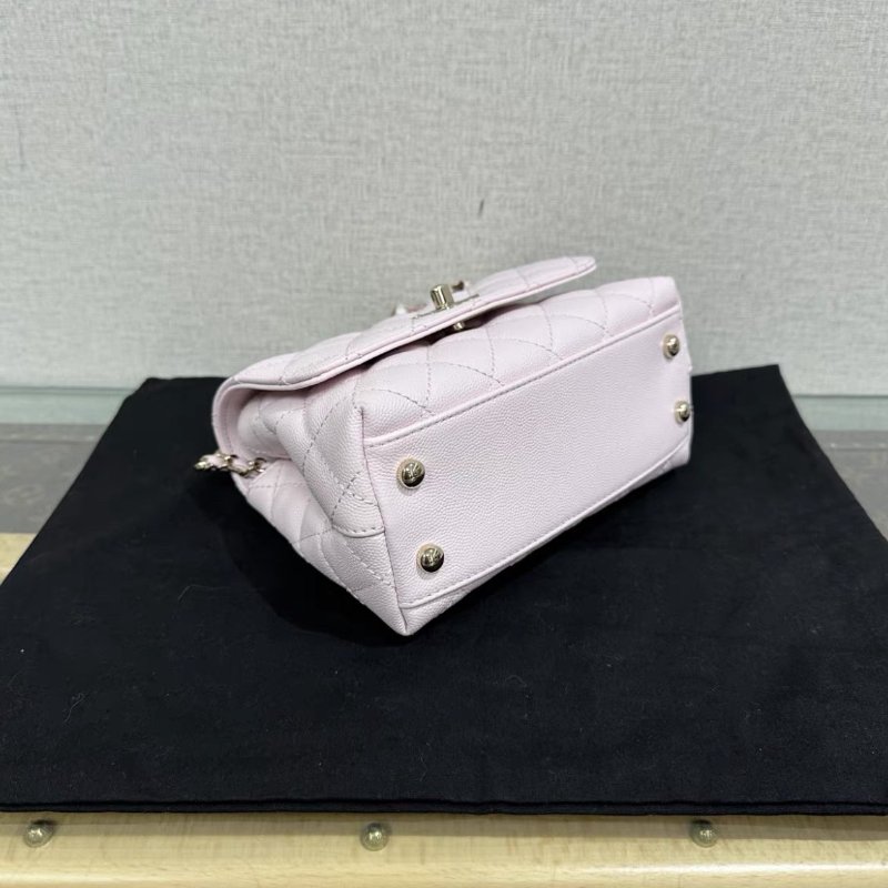 CHANEL 粉金 cocohandle mini手提斜背包 芯片款 19*12*8 全新閒置配件塵袋絲巾-4