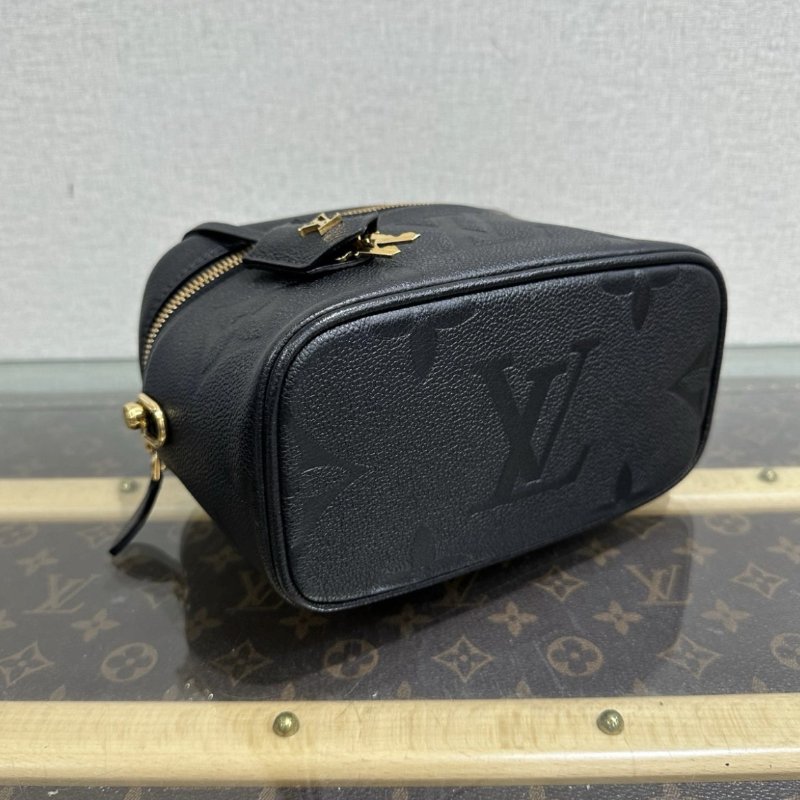 LV 黑金vanity全皮手提肩背斜背化妝包芯片款 19*11*13 99新配件塵袋-4