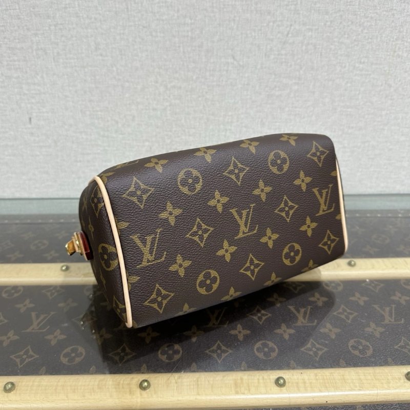 LV Speed20老花寬肩帶手提斜背包 芯片款 20.5*13.5*12 99新配件鑰匙鎖-4