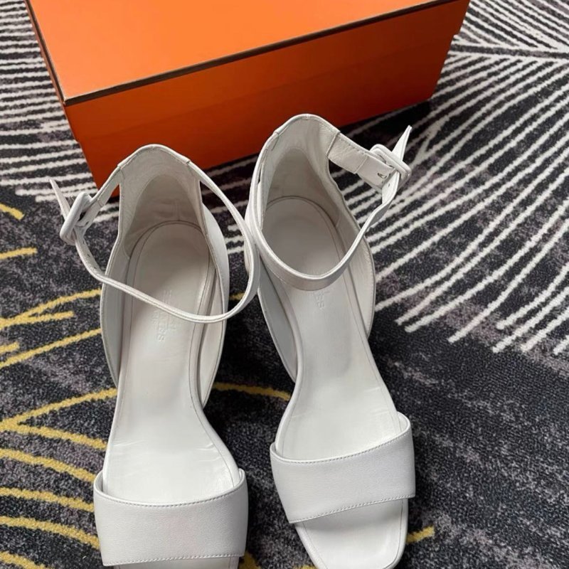 hermès 白色高跟凉鞋 35號,僅試穿有貼底 配件有防塵袋和鞋盒-0