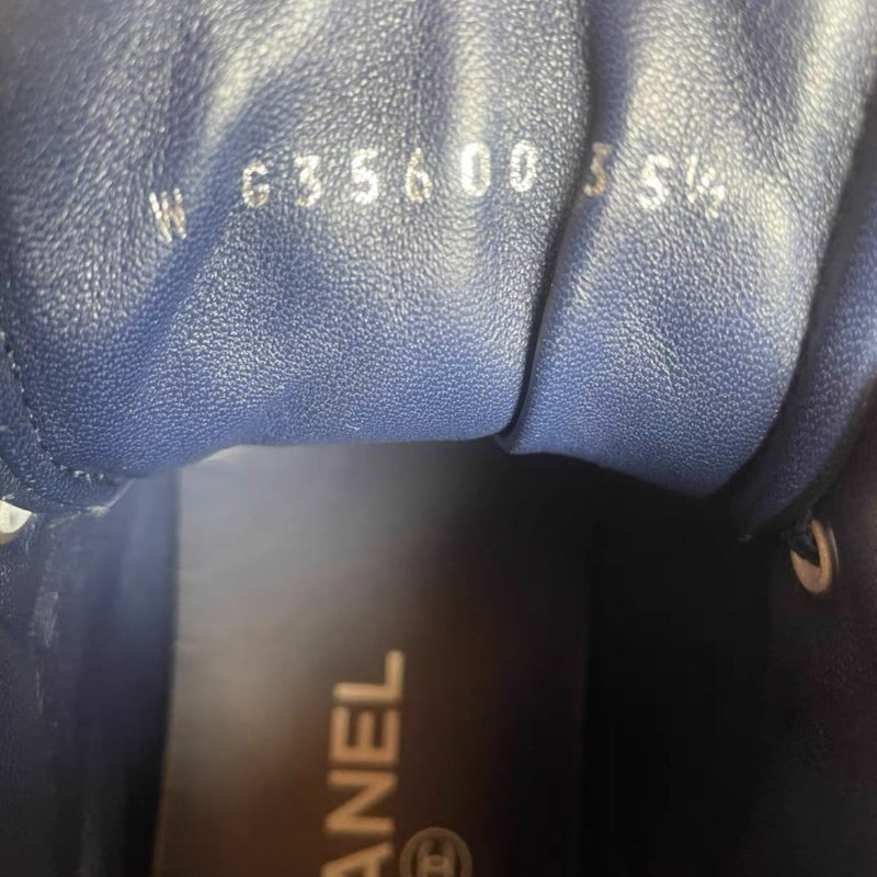 Chanel 鍊條邊拼色高統休閒鞋 35.5號，很新-6