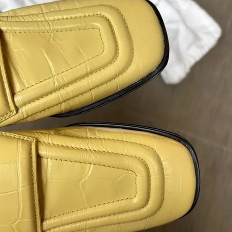 bottega veneta檸檬黄鱷魚紋樂福鞋36.5號偏小半號適合36號 配件防塵袋-2