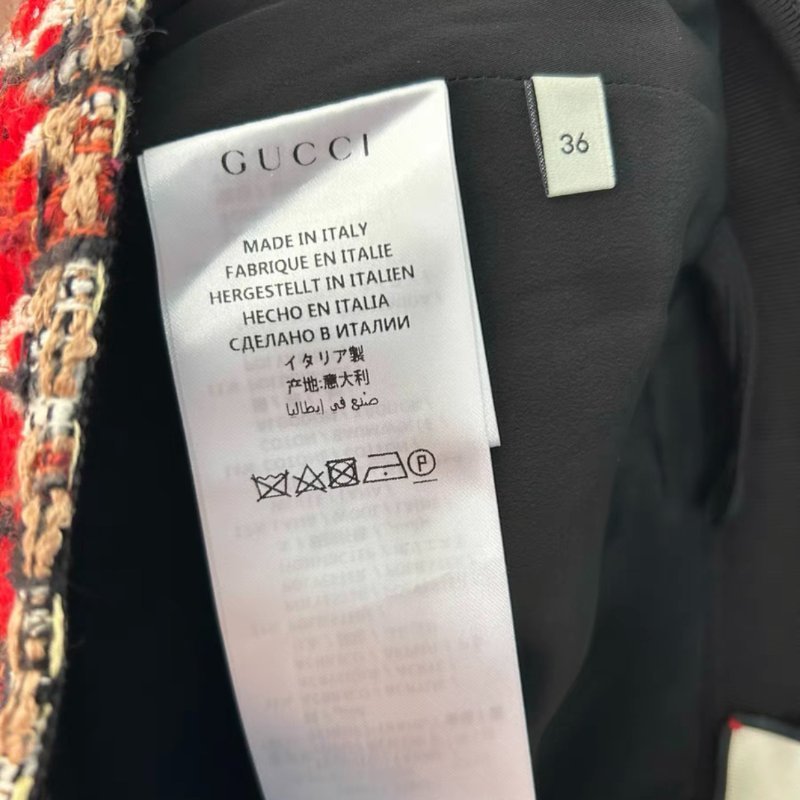 Gucci 粗呢編織短裙半身裙 36號，腰圍66以內可以穿，裙長43-3