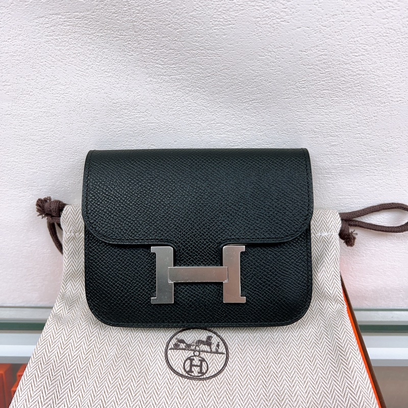 全新 Hermes constance slim 黑銀康康皮夾-0