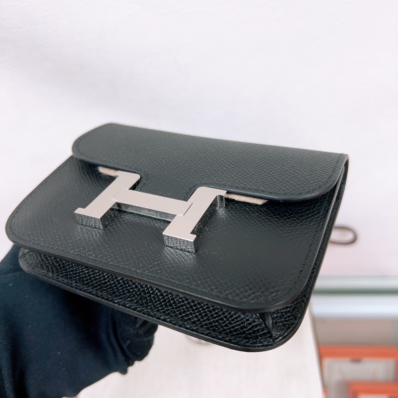 全新 Hermes constance slim 黑銀康康皮夾-2