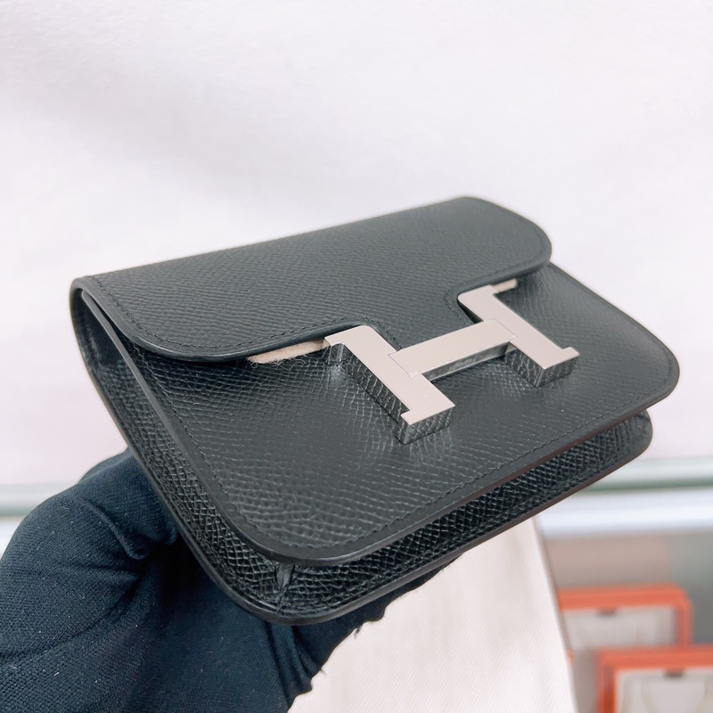 全新 Hermes constance slim 黑銀康康皮夾-3
