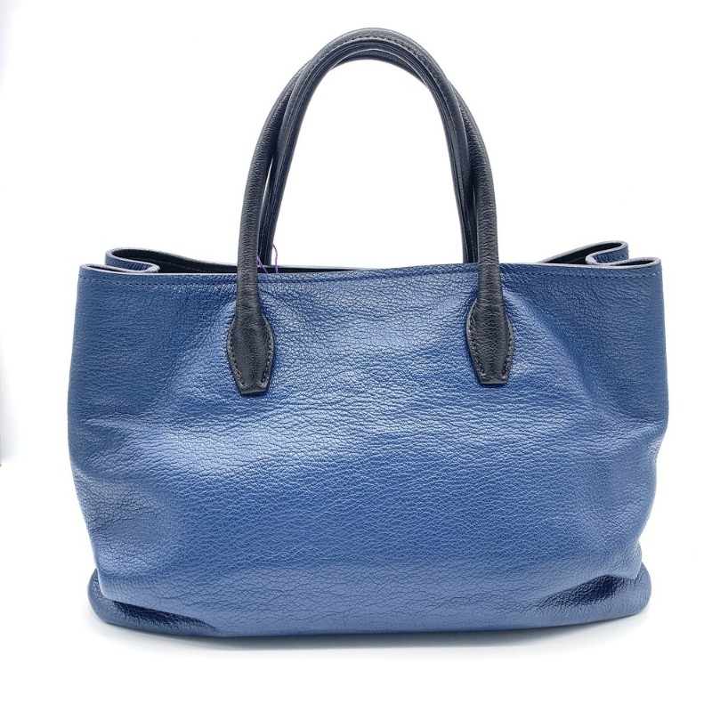 Miumiu繆繆藍色拼黑色牛皮手提包挎包手袋-1