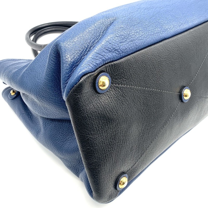 Miumiu繆繆藍色拼黑色牛皮手提包挎包手袋-4