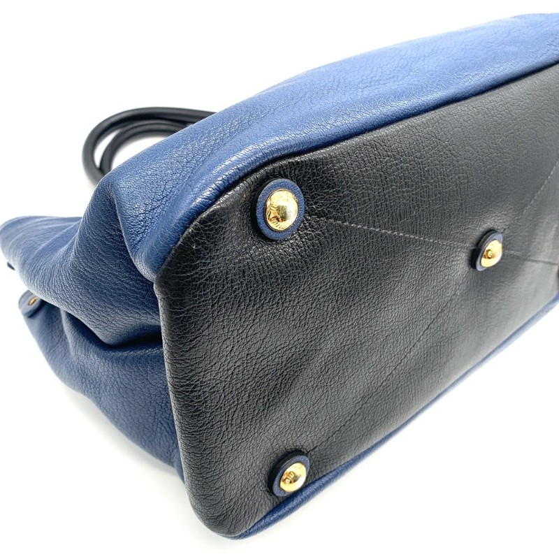 Miumiu繆繆藍色拼黑色牛皮手提包挎包手袋-7