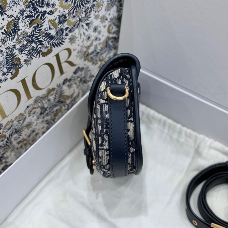 DIOR迪奧 老花BOBBY手袋藍色斜背包-3