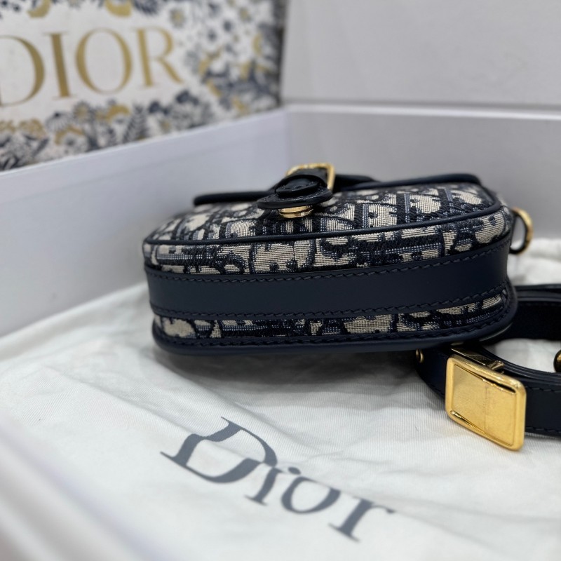 DIOR迪奧 老花BOBBY手袋藍色斜背包-4