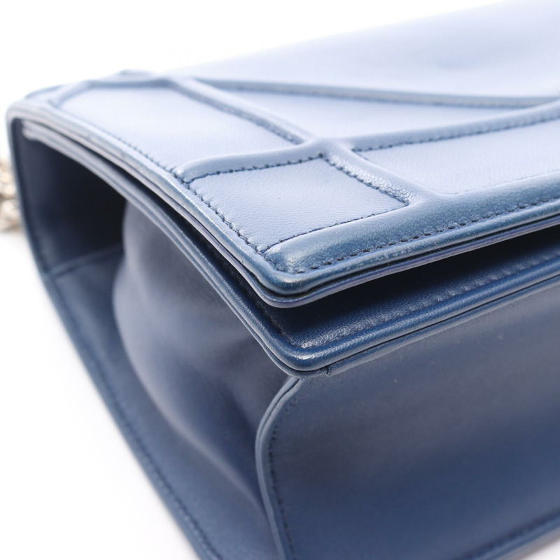 Christian Dior DIORAMA 鏈條單肩包 M0422OVRG 皮革 藍色 二手 女款-10