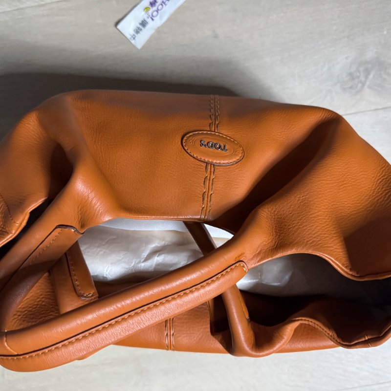 TOD'S 經典南瓜橘 24H Shopping Grande tote 柔軟小牛皮肩背包-2
