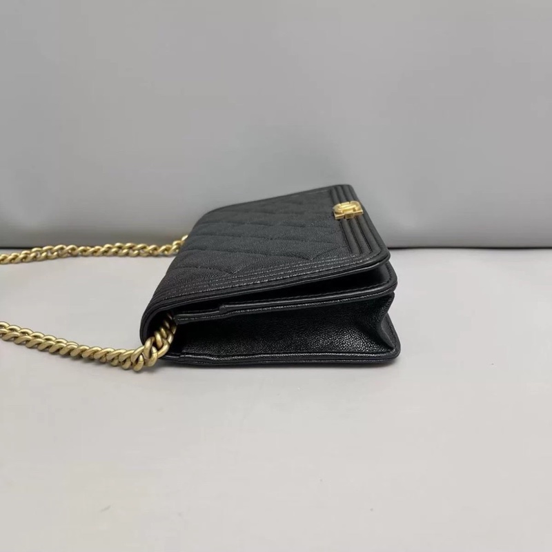 99新🆕Chanel黑金荔枝牛皮leboy woc手提斜挎單肩包-9