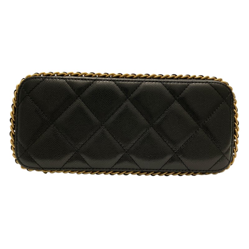 CHANEL 香奈兒 Ado 荔枝牛皮 背包 黑色 金釦-4