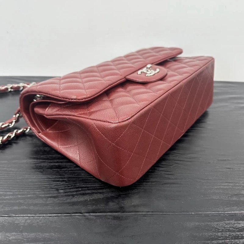CHANEL 銀扣紅色CF大號jumbo肩背斜背包 30*19.5*10 98新配件塵袋-3