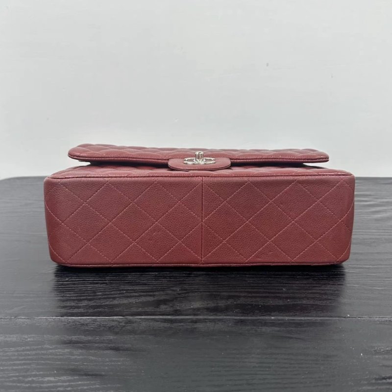 CHANEL 銀扣紅色CF大號jumbo肩背斜背包 30*19.5*10 98新配件塵袋-4