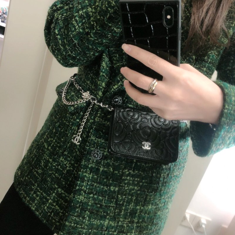 CHANEL 黑銀山茶花肩背斜背鏈條包 12*19*2.5 全新閒置配件盒子塵袋保卡吊牌-2