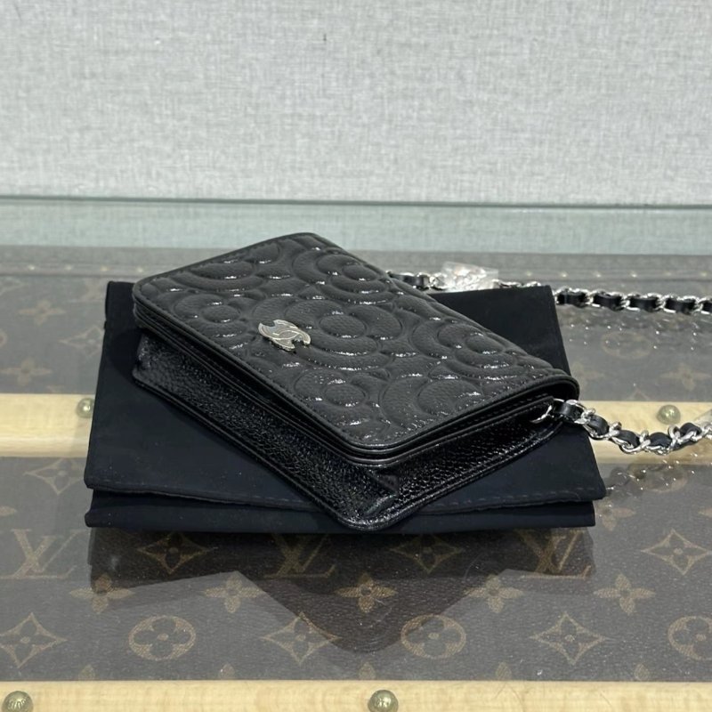 CHANEL 黑銀山茶花肩背斜背鏈條包 12*19*2.5 全新閒置配件盒子塵袋保卡吊牌-7