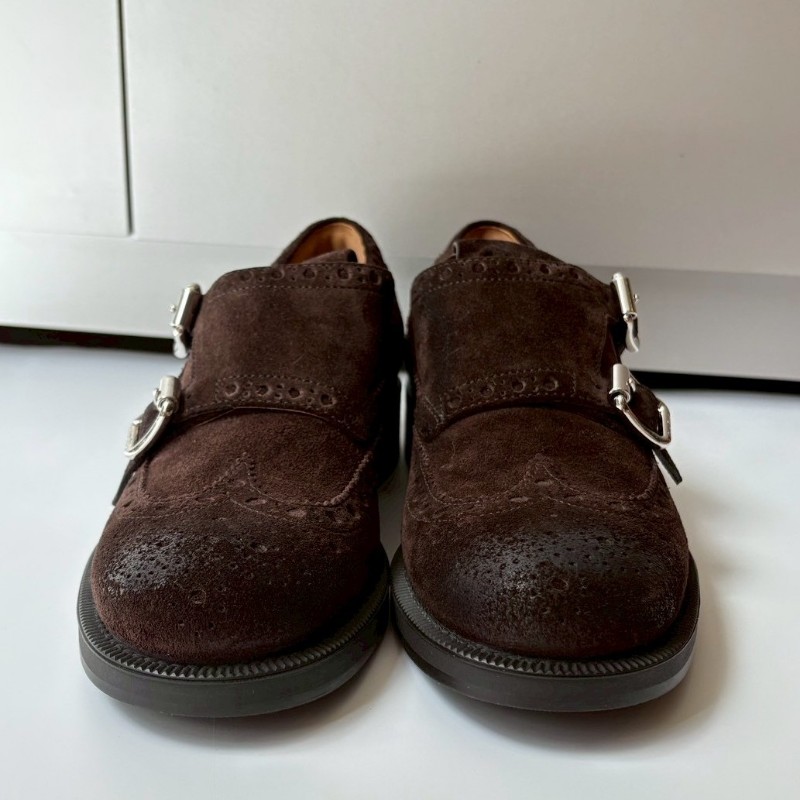 miumiu 深咖仿舊麂皮雕花牛津鞋-3