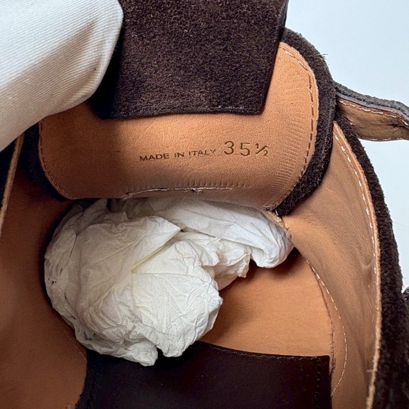 miumiu 深咖仿舊麂皮雕花牛津鞋-11