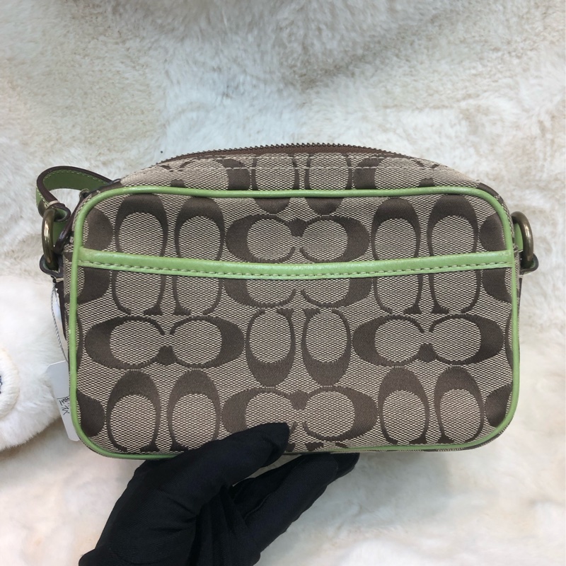 Coach 青綠色帶 拼老花 相機包 XB545-1