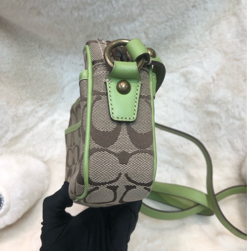 Coach 青綠色帶 拼老花 相機包 XB545-2