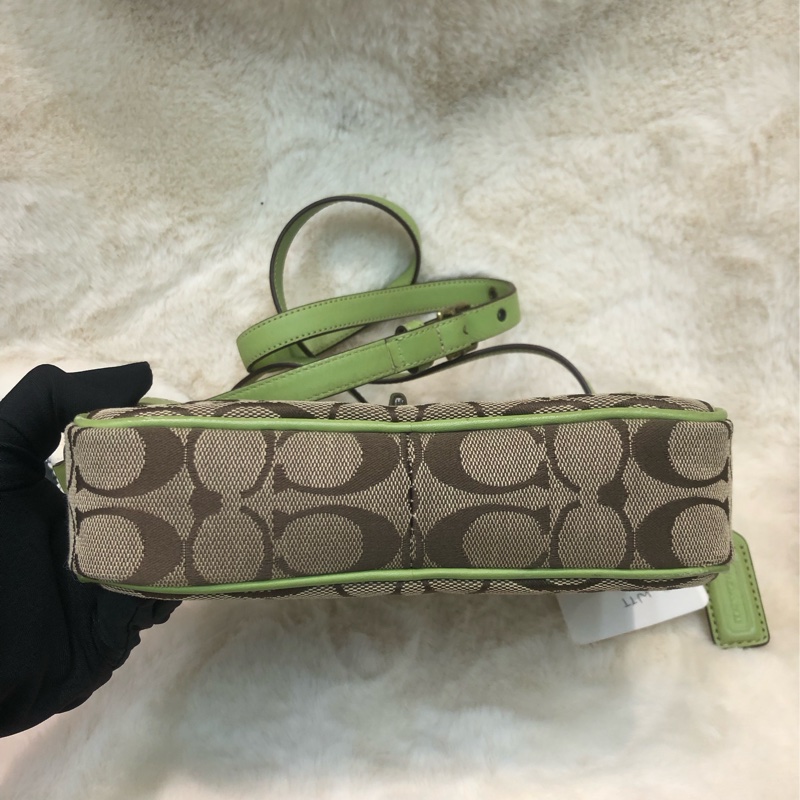 Coach 青綠色帶 拼老花 相機包 XB545-4