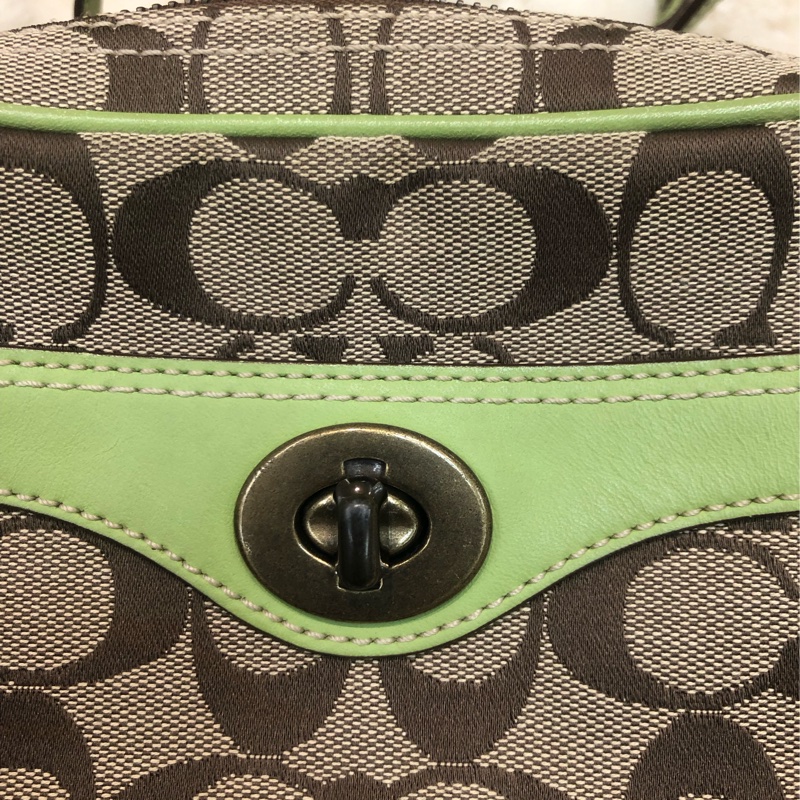 Coach 青綠色帶 拼老花 相機包 XB545-5