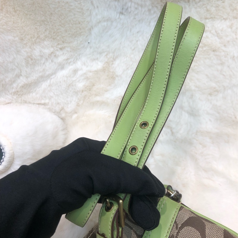 Coach 青綠色帶 拼老花 相機包 XB545-7