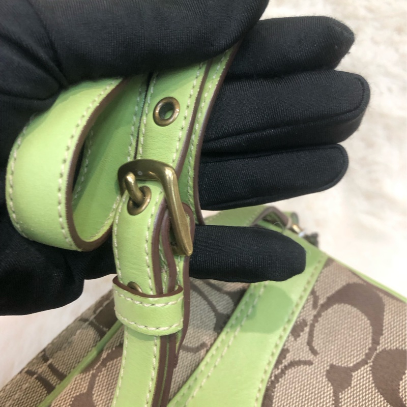 Coach 青綠色帶 拼老花 相機包 XB545-8