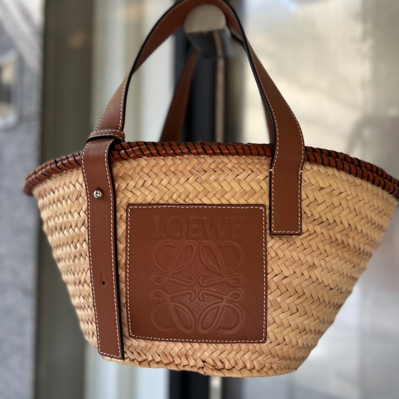 LOEWE 編織包 拉菲草包 牛皮-0