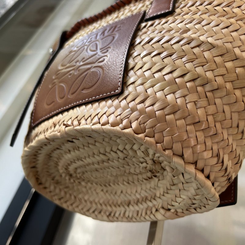 LOEWE 編織包 拉菲草包 牛皮-5