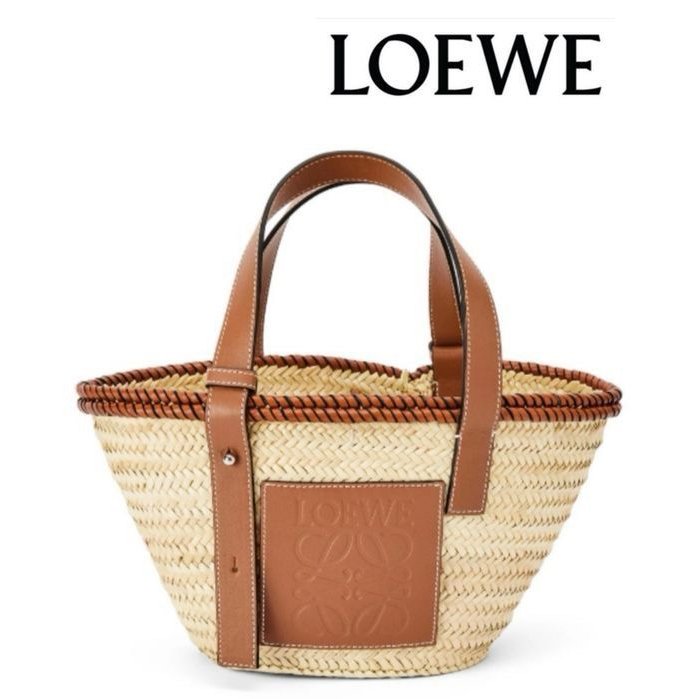 LOEWE 編織包 拉菲草包 牛皮-6