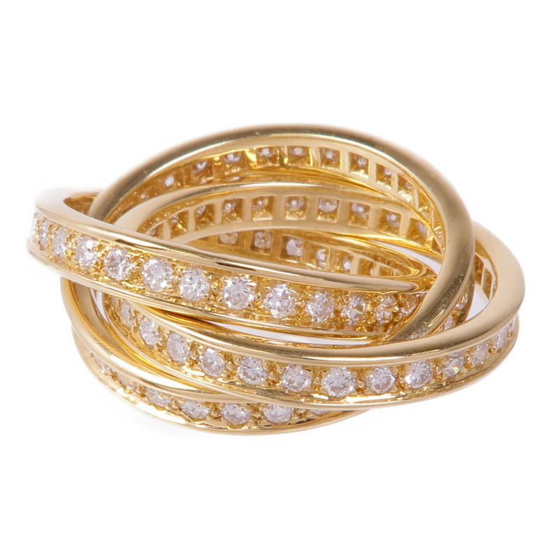 CARTIER 18K黃金Trinity Ring 3 Diamond鑽石戒指Cartier#53/US#6-1