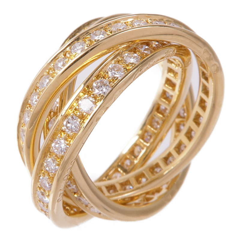CARTIER 18K黃金Trinity Ring 3 Diamond鑽石戒指Cartier#53/US#6-3