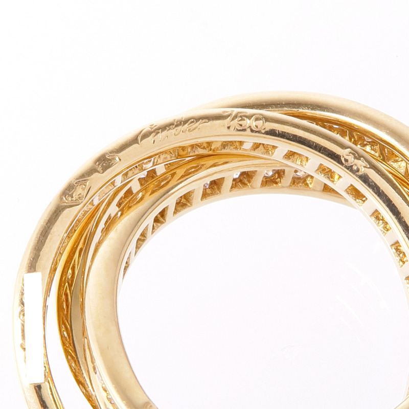 CARTIER 18K黃金Trinity Ring 3 Diamond鑽石戒指Cartier#53/US#6-4