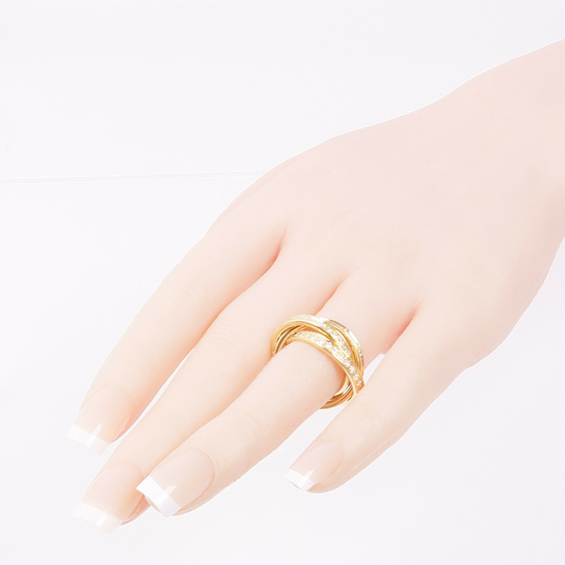 CARTIER 18K黃金Trinity Ring 3 Diamond鑽石戒指Cartier#53/US#6-6