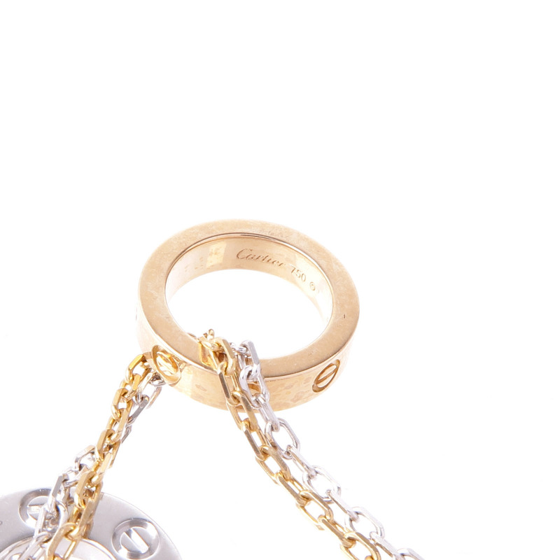 CARTIER 18K玫瑰金/白金6P Diamond Love Three Hoop Necklace項鍊-6