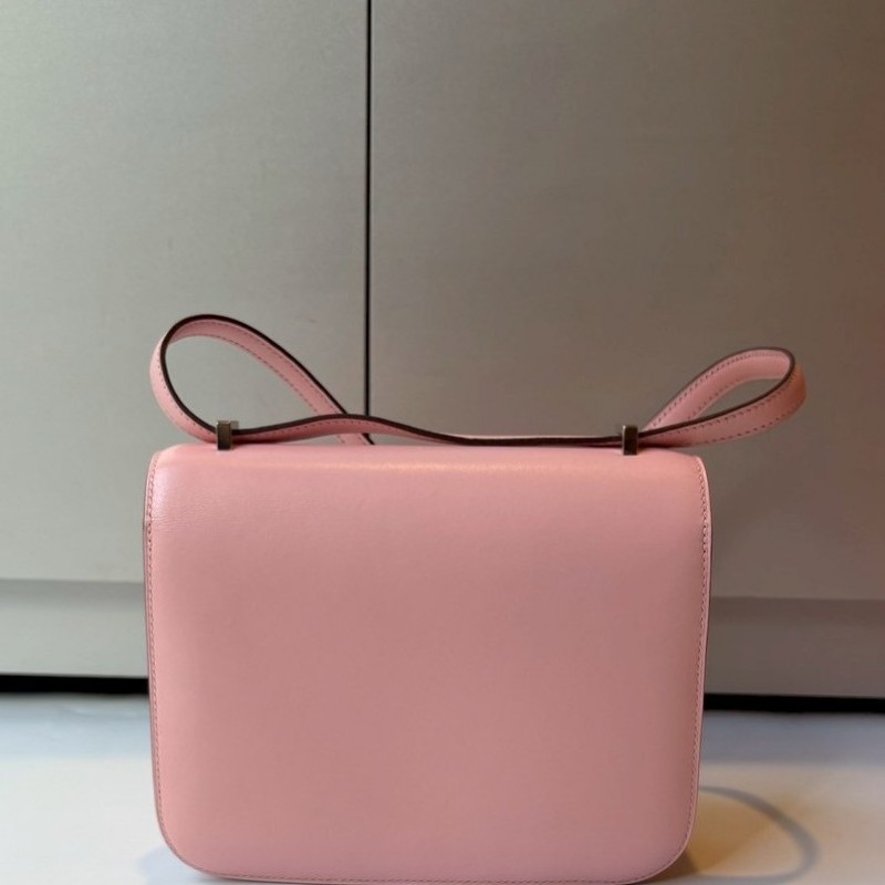 Hermes 蜥蜴皮釦櫻花粉皮康康 constance 19-1