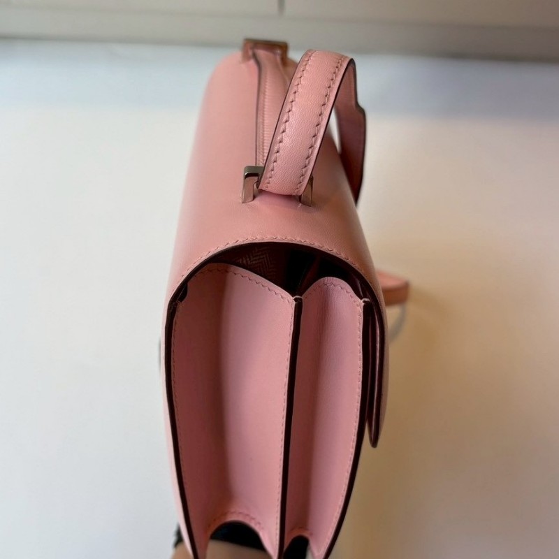 Hermes 蜥蜴皮釦櫻花粉皮康康 constance 19-9