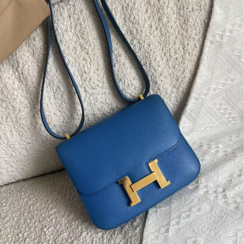 Hermes 中古 Mini Constance 7W 藍色金扣 Epsom-0