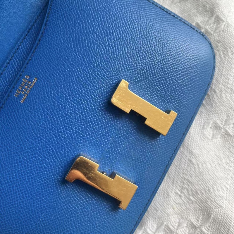 Hermes 中古 Mini Constance 7W 藍色金扣 Epsom-1